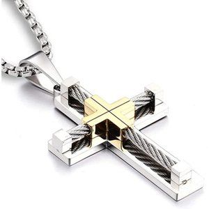 Men's Cross 316L Stainless Steel Large Jesus Christ Pendant Necklace